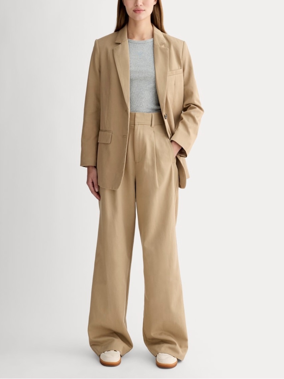 Everlane The Draper Pleated Pant Buttersmooth Tan Size 12 Wide Leg Cotton Lyocel